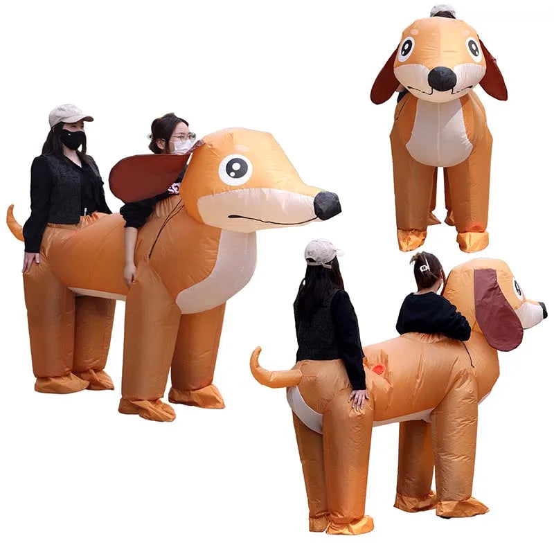 Adult Two-Person Inflatable Dog Costume – Funny Halloween Party Outfit