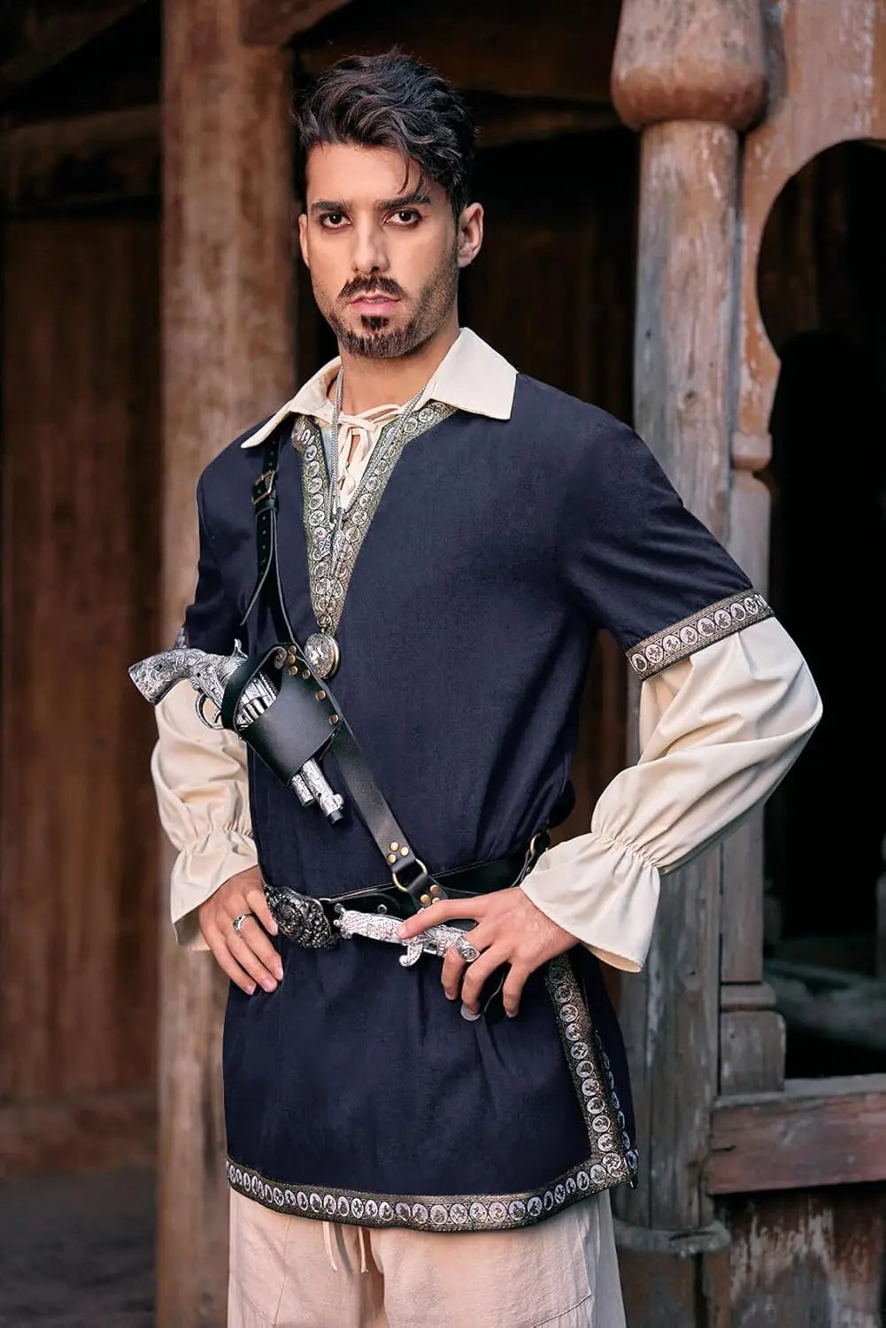 Men's Medieval Knight Tunic Renaissance Mercenary Scottish Warrior LARP Costume - alternate view 4