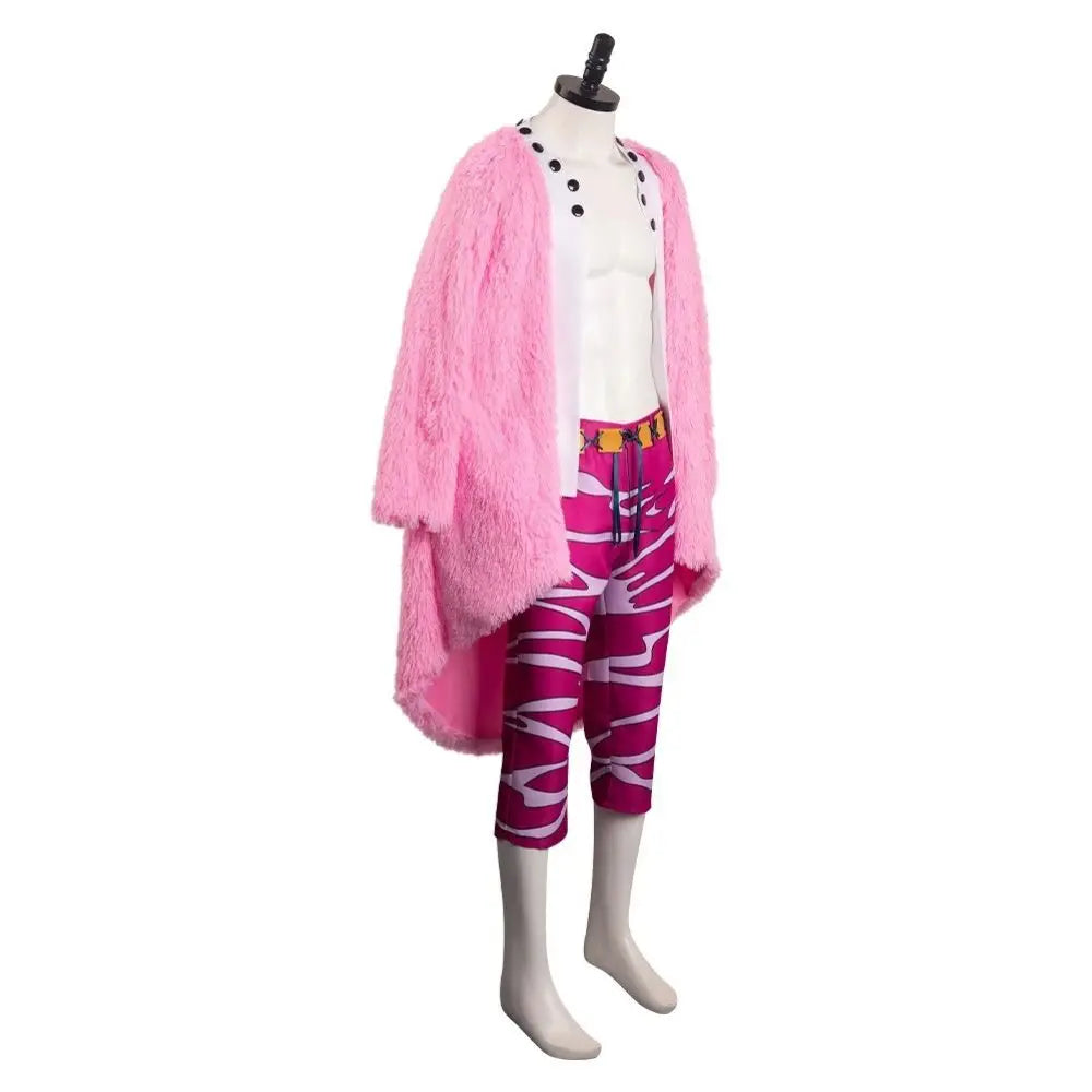 Anime Doflamingo Costume Disguise for Adult Men Jacket Cape Pants Glasses Halloween - Clothes and Glasses / M