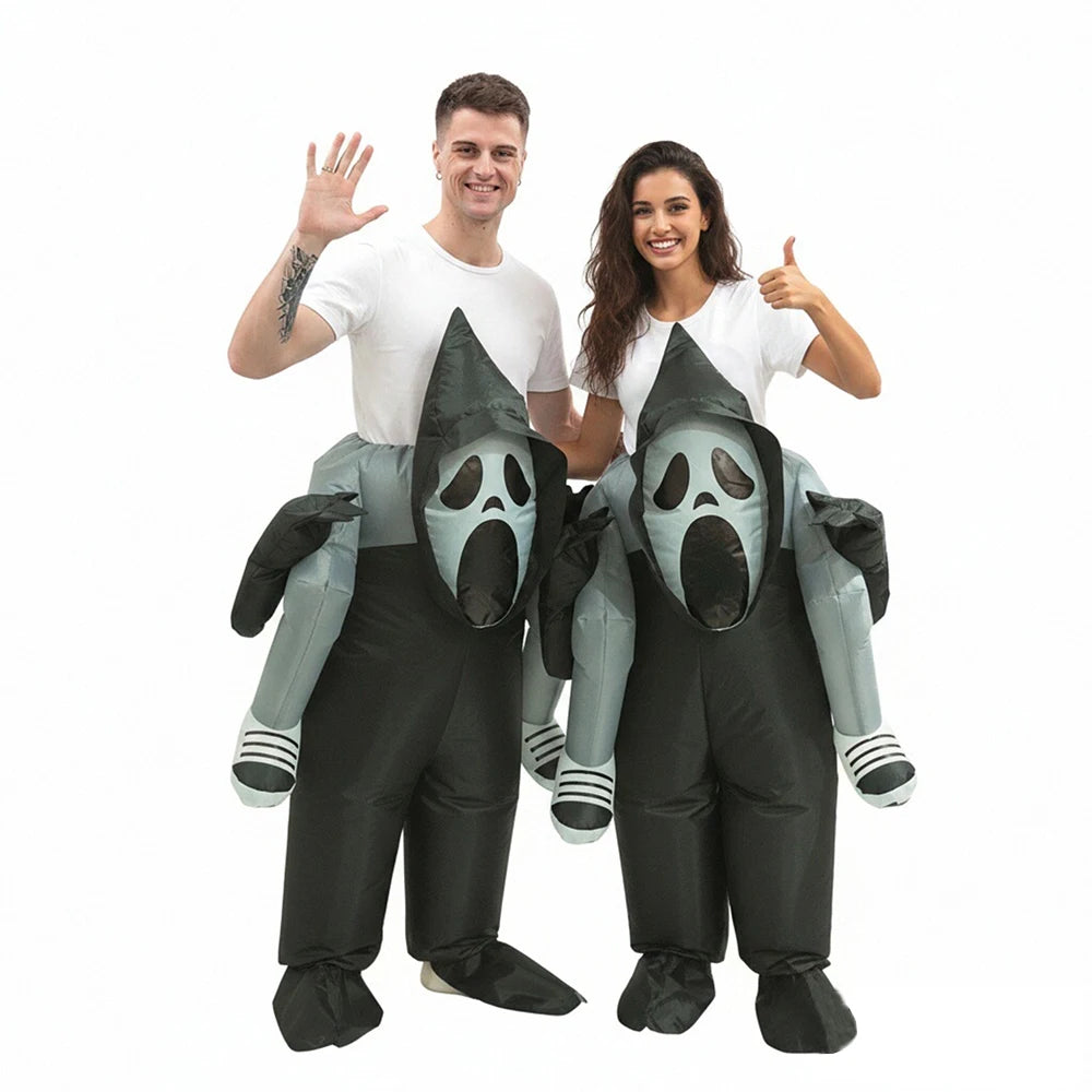 Halloween Ghost Inflatable Costume Scary Cosplay Outfit Ghost Back-Carry Pants Inflatable Cycling Carniva - product image 2