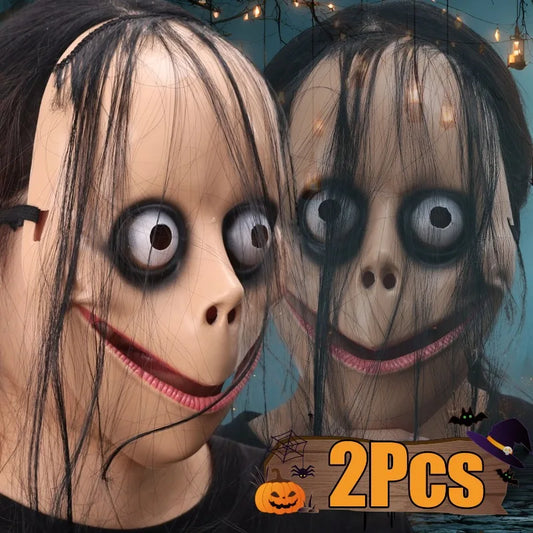 Creepy Halloween Evil Clown Mask Full Face Costume Prank Prop Scary Costume Durable - mask 4pcs