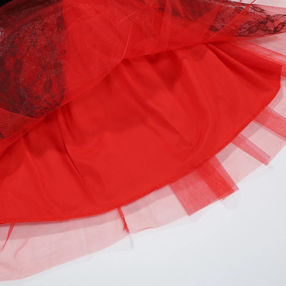 Girls Red Ghost Bride Gothic Halloween Vampire Costume Dress Up - product image 3