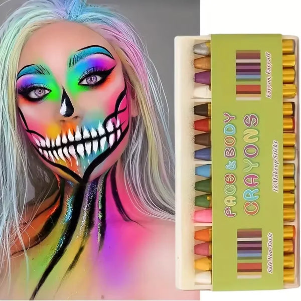 16 Colors Face & Body Crayons Makeup Sticks,Non-Toxic Vibrant Colors Makeup,Face & Body Painting Art Crayons - product image 1