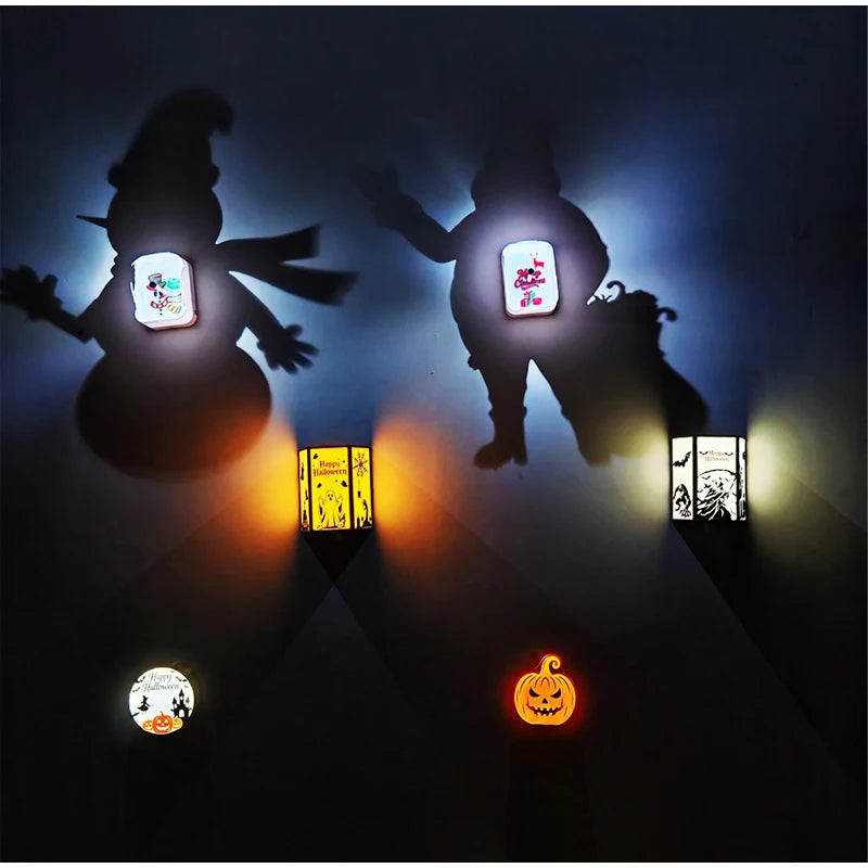 Halloween Christmas Projection Lamp Pumpkin Bat Pattern Wall Night Light Ambient Festive Decor Light Holiday