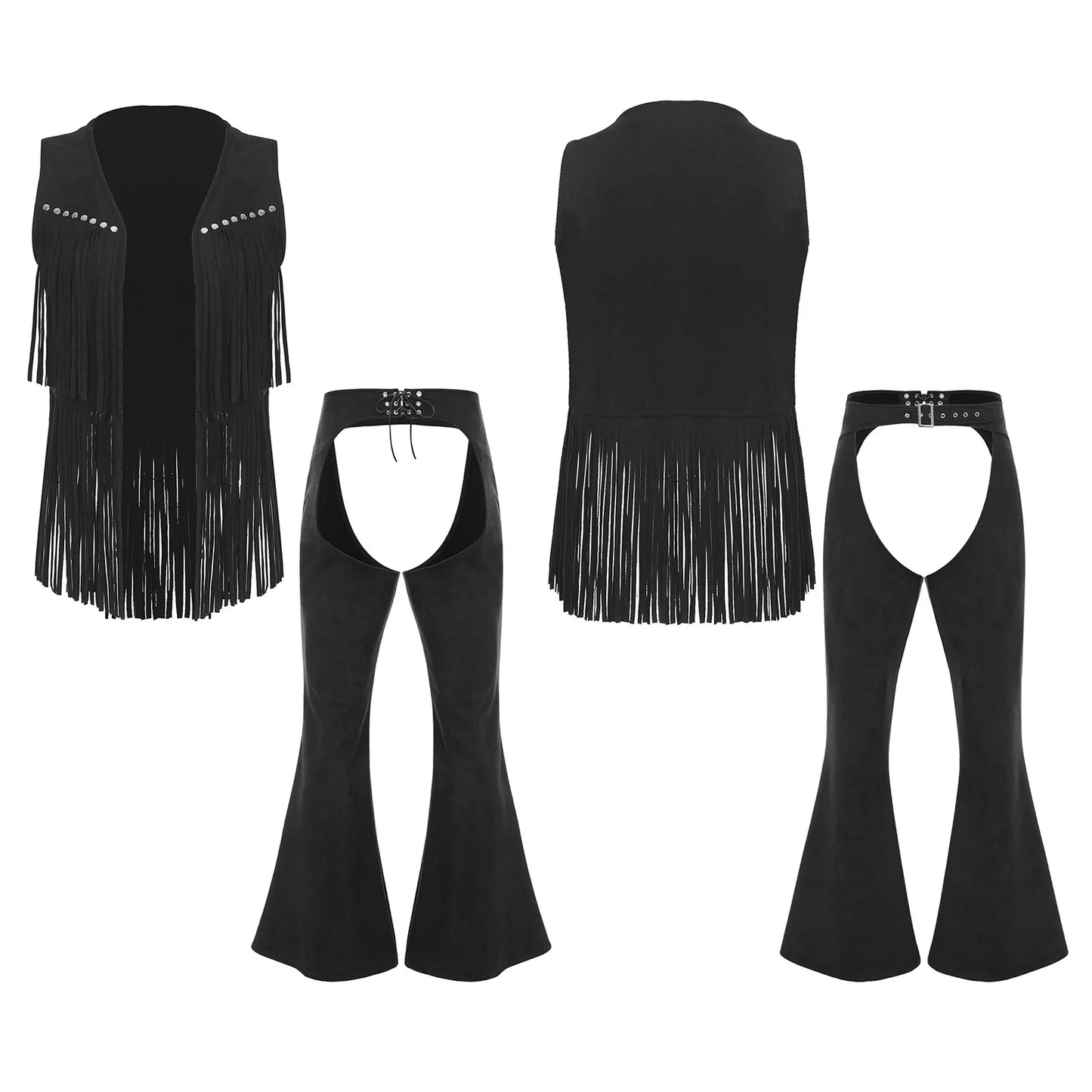 Men's Hippie Western Cowboy Faux Suede Tassel Vest Costume - alternate view 11