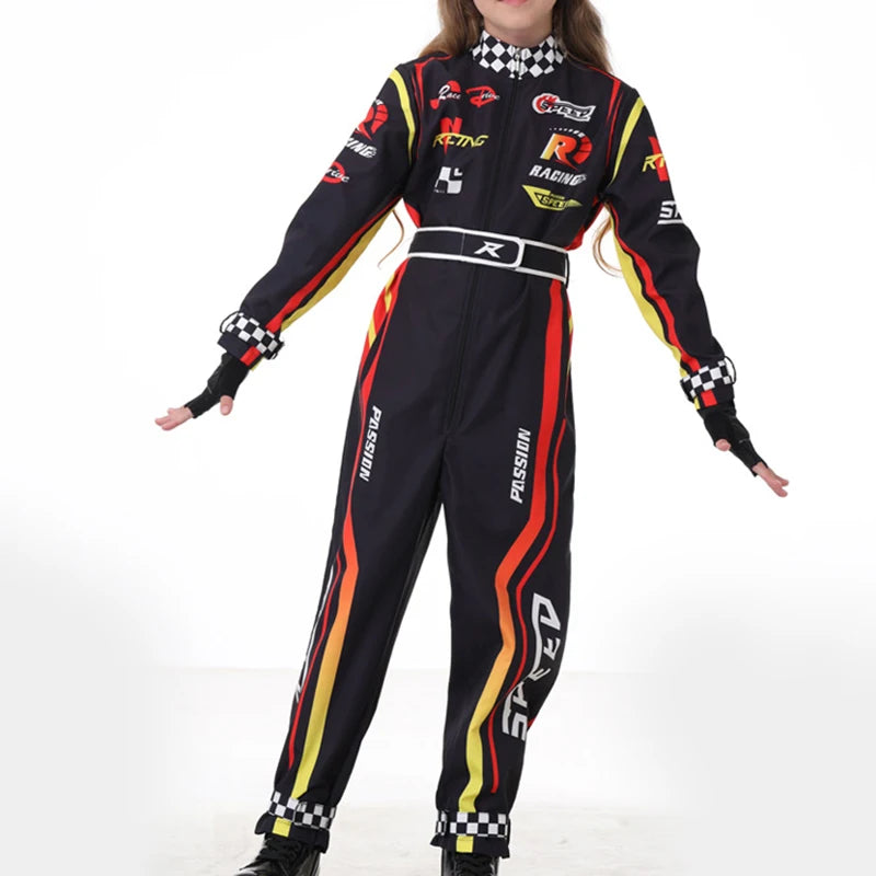 Adult Kids Racer Cosplay Costume Red Classic One-Piece Training Racing Uniform Suit Children Men Karting - product image 7