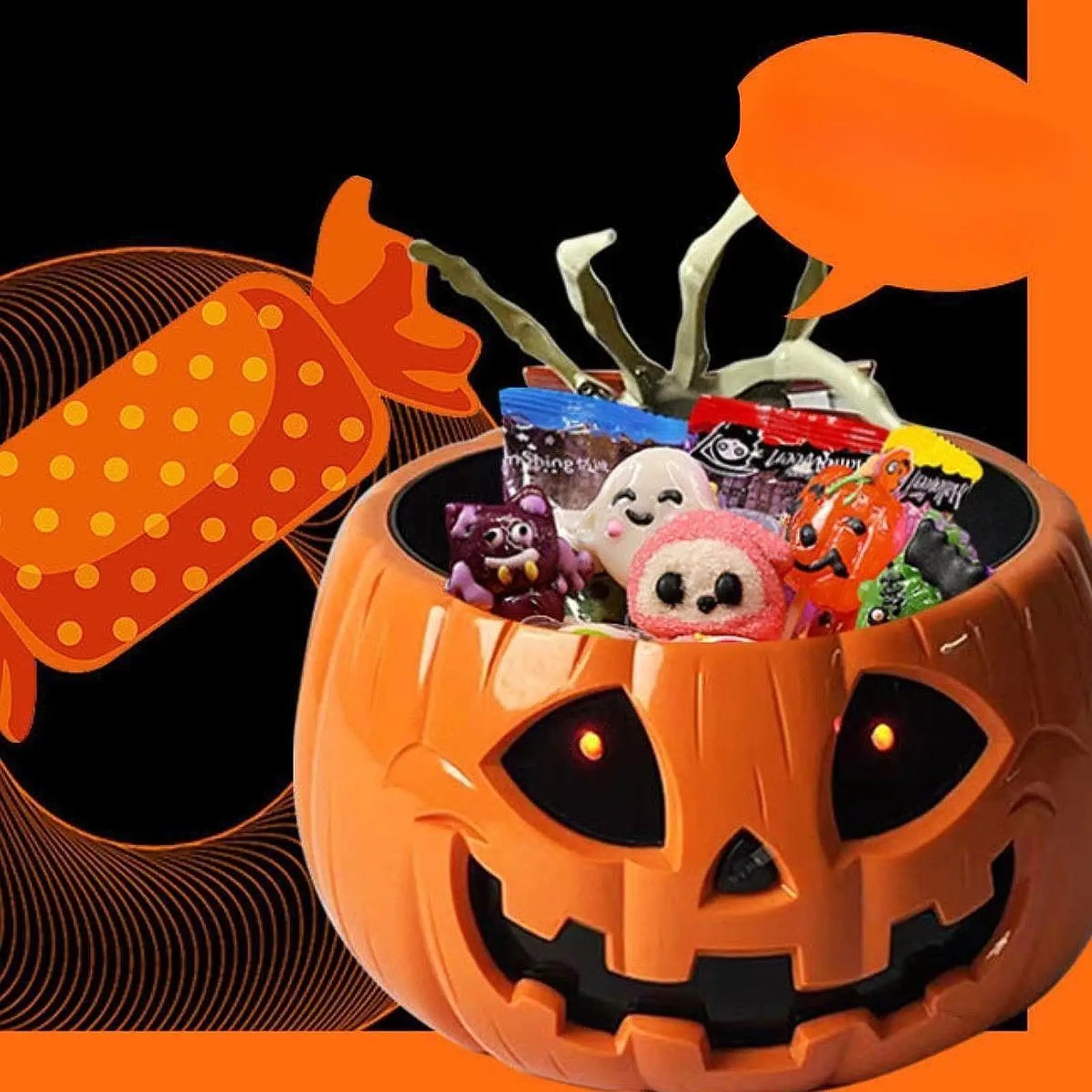 Halloween Pumpkin Candy Bowl Glow in The Dark Halloween Electric Toy for Home - product image 2