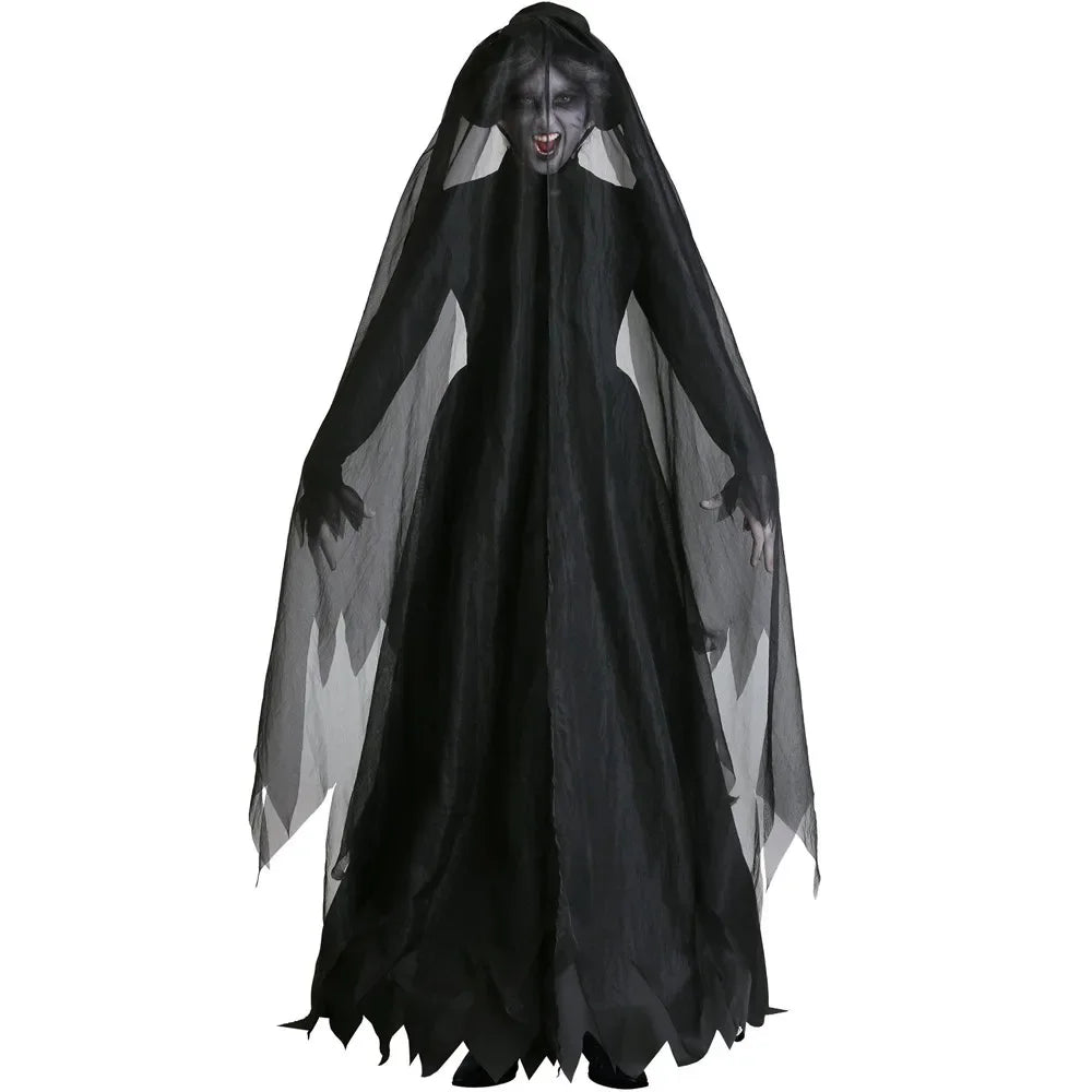 Adult Gothic Halloween Cosplay Death Hell Witch Dress Devil Vampire Uniform Black Long Skirt Costume Vintage - product image 6