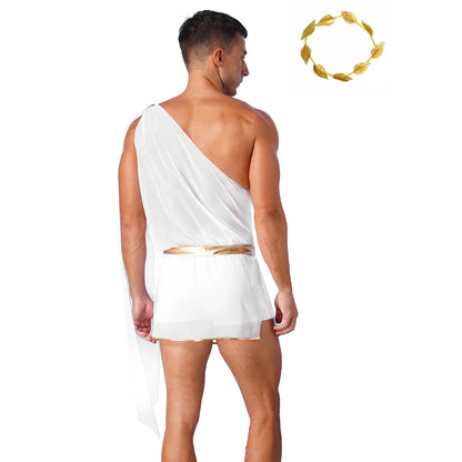 Men's Greek God One Shoulder Skirted Bodysuit Costume - alternate view 4