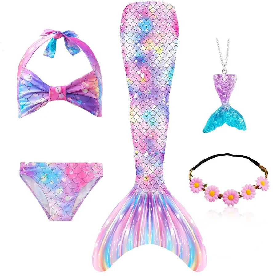Mermaid Princess-Inspired Tail Memaid Swimsuit Bikini Bathing Suit Costume Girls Can