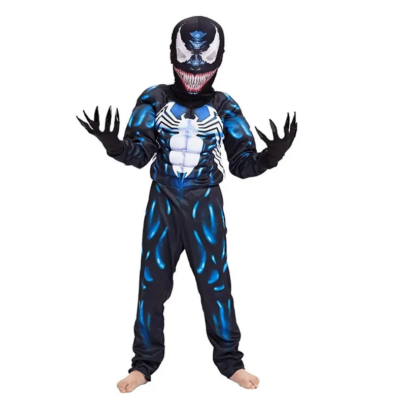 Kids Black Spider Costume Superhero Costume Onesie 3D Spandex Unisex Jumpsuit Bodysuit For