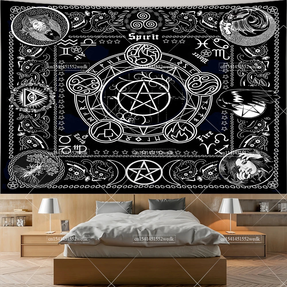 Pentagram Moon & Celtic Witchcraft Tapestry