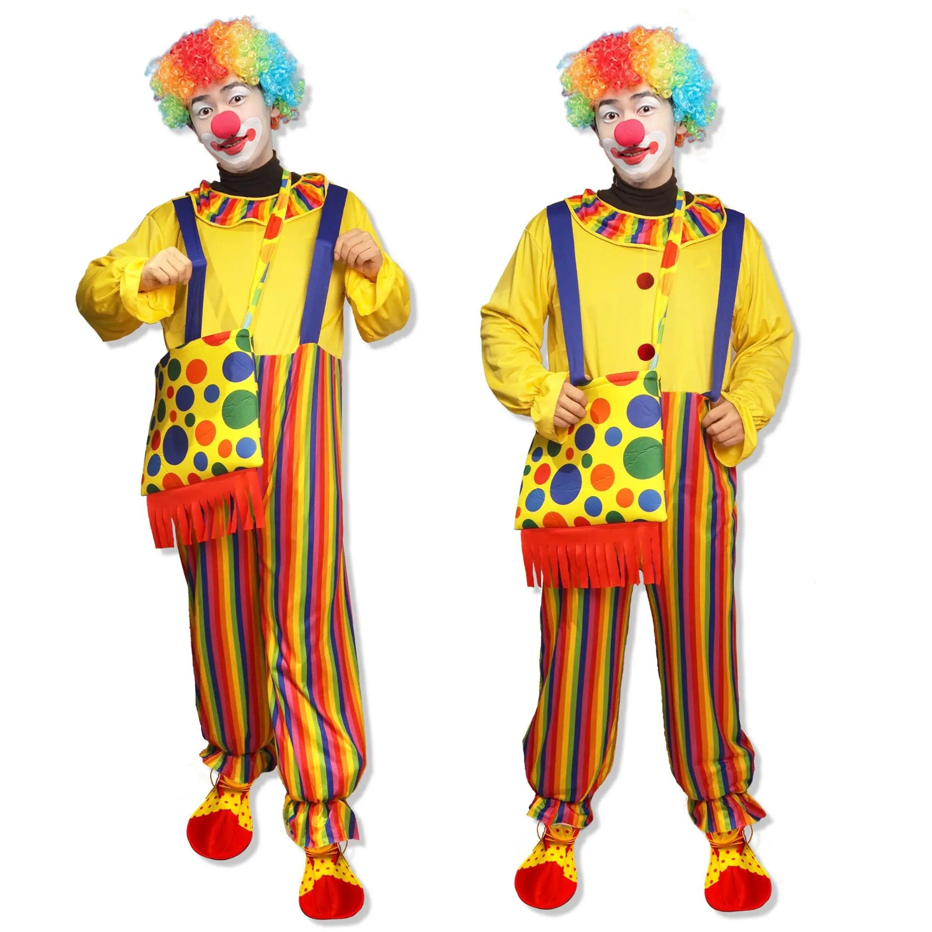 Halloween Adult Clown Costume Set Costume Performance Magic Show Props Includes Dress - bag / One Size