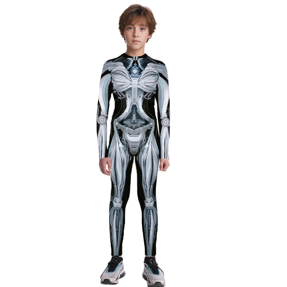 Halloween Skeleton Jumpsuit Bloody Clown Cospaly Costume Robot Day of the Dead Bloody - girl-1001 / M