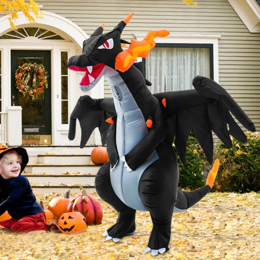 Dinosaur Inflatable Costumes for Adults Halloween Dragon Blow Up Suit Fire Breathing Evil Dragon for Party - product image 1