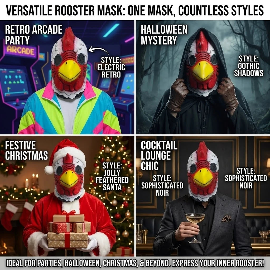 Latex Cartoon Rooster Head Cover Halloween Chicken Costume Mask Miami Cosplay Deluxe Cock