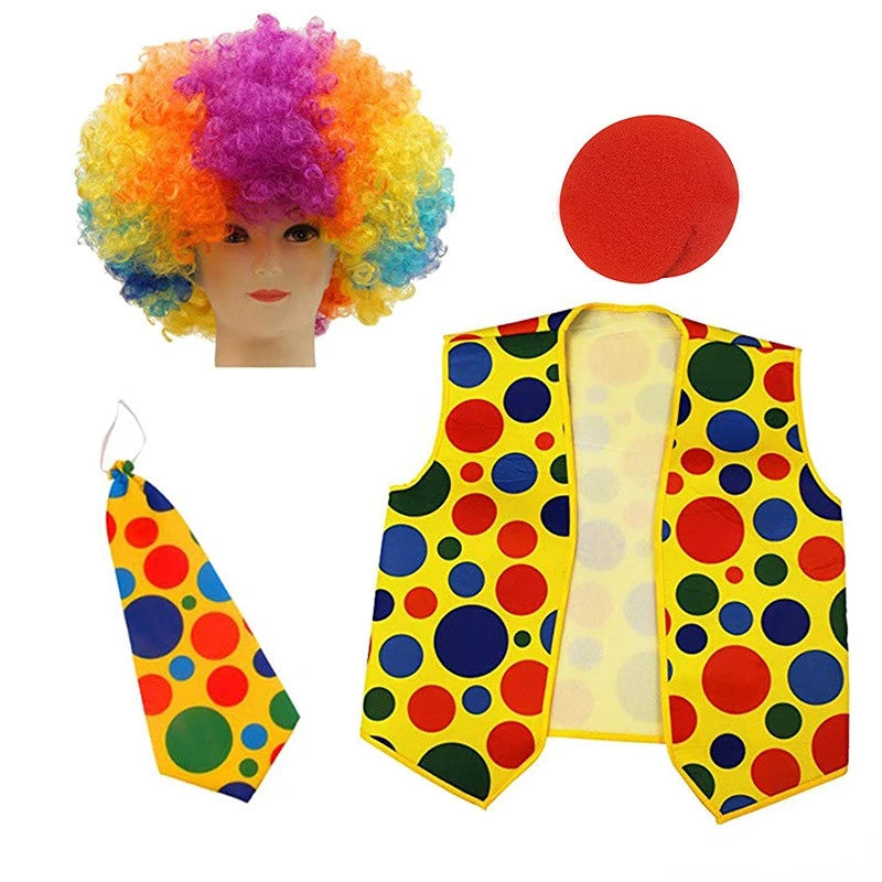 Clown Costume - Nose Wig Bow Tie Shoes Headband Gloves Hat Stockings and Vest Dress Up - 9 / One Size