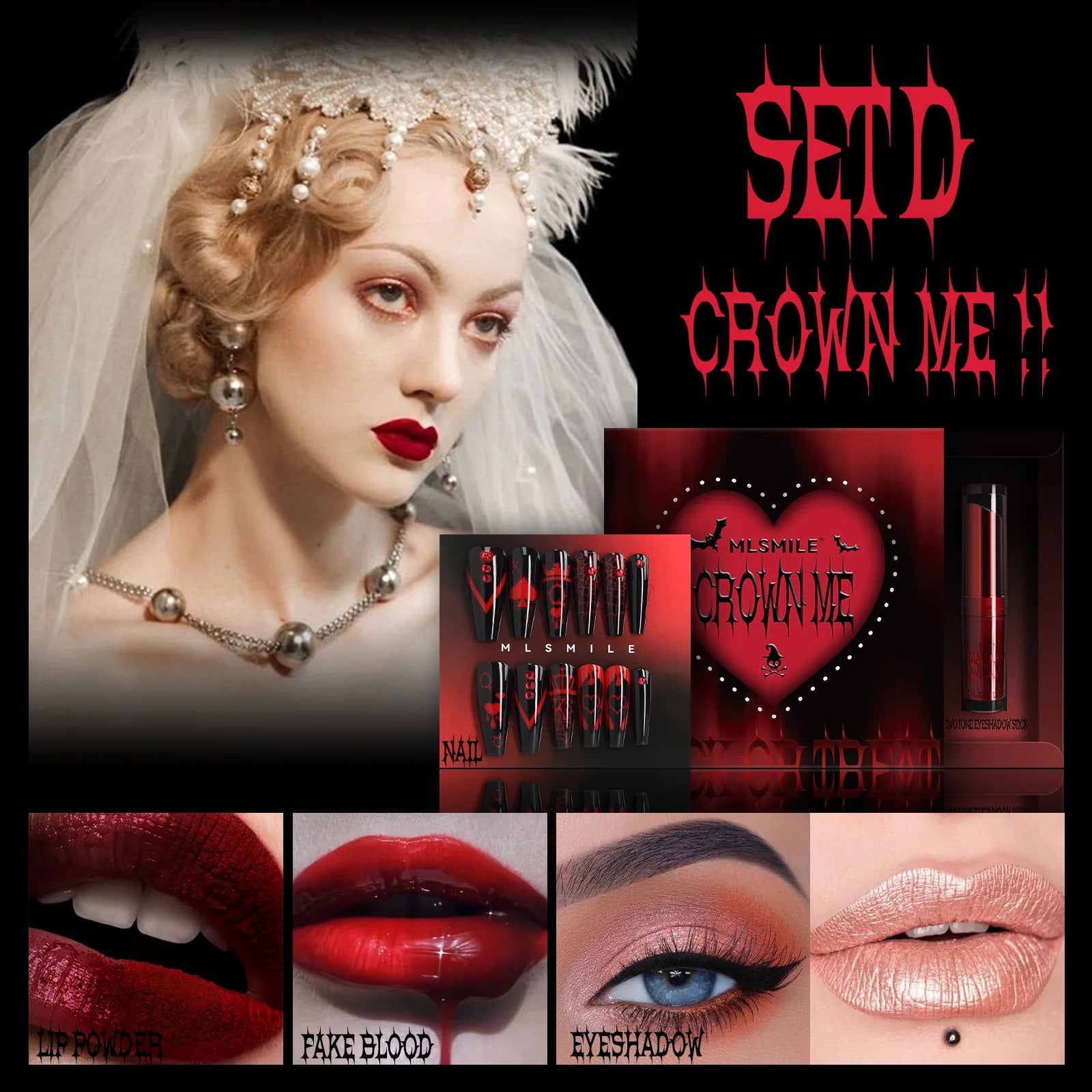 Halloween Makeup Set Glitter Lip Glaze Fake Blood Wearing Armor 4pcs/set Festive Set Trick or Treat Cosmetics - product image 6