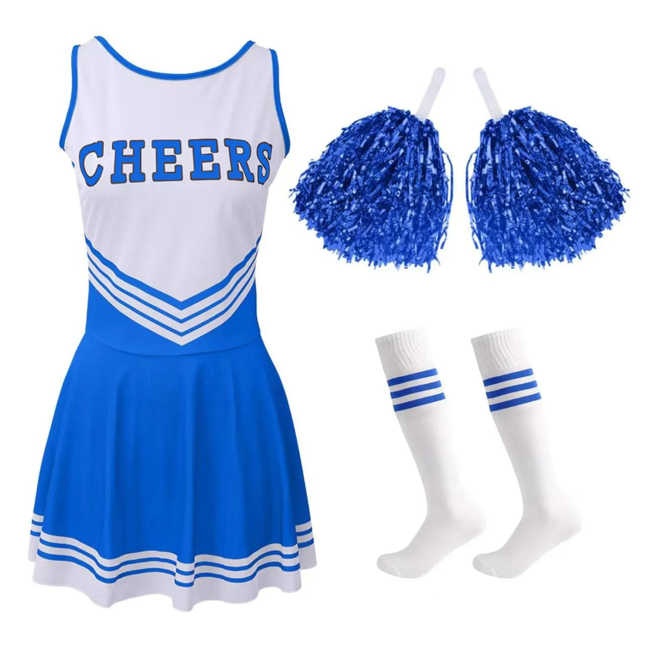 Cheerleading Dance Costume For Women Sleeveless V Neckline Letters Printed Crop Top