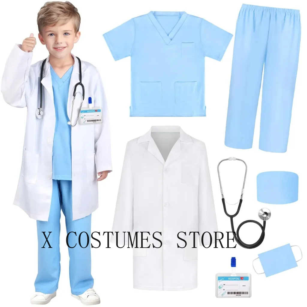 Kid's Doctor Costume Nurse Costume Nurse Suit Doctor's V Neck Surgical Suit Boys