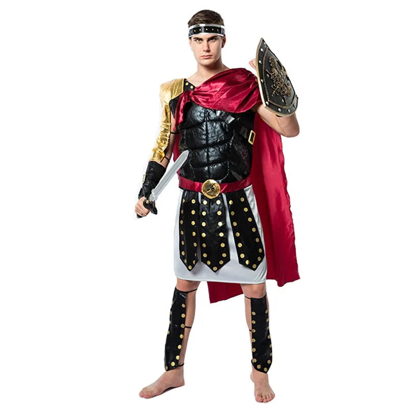 Male Roman Gladiator Soldier Costume Halloween Costume Soldier Warrior Armor Spartan - Roman soldier / L
