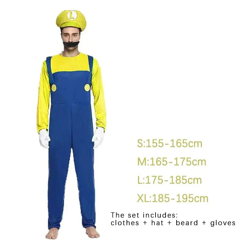 Mario & Luigi-Inspired Adult Plumber Cosplay Costume Set - Women Yellow S