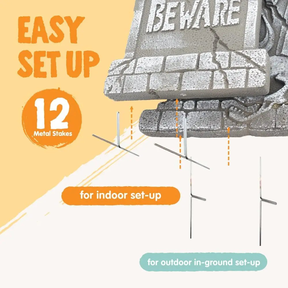17-Inch Halloween Foam Tombstones Set – 5 Pack Graveyard Yard Decorations with 12 Stakes