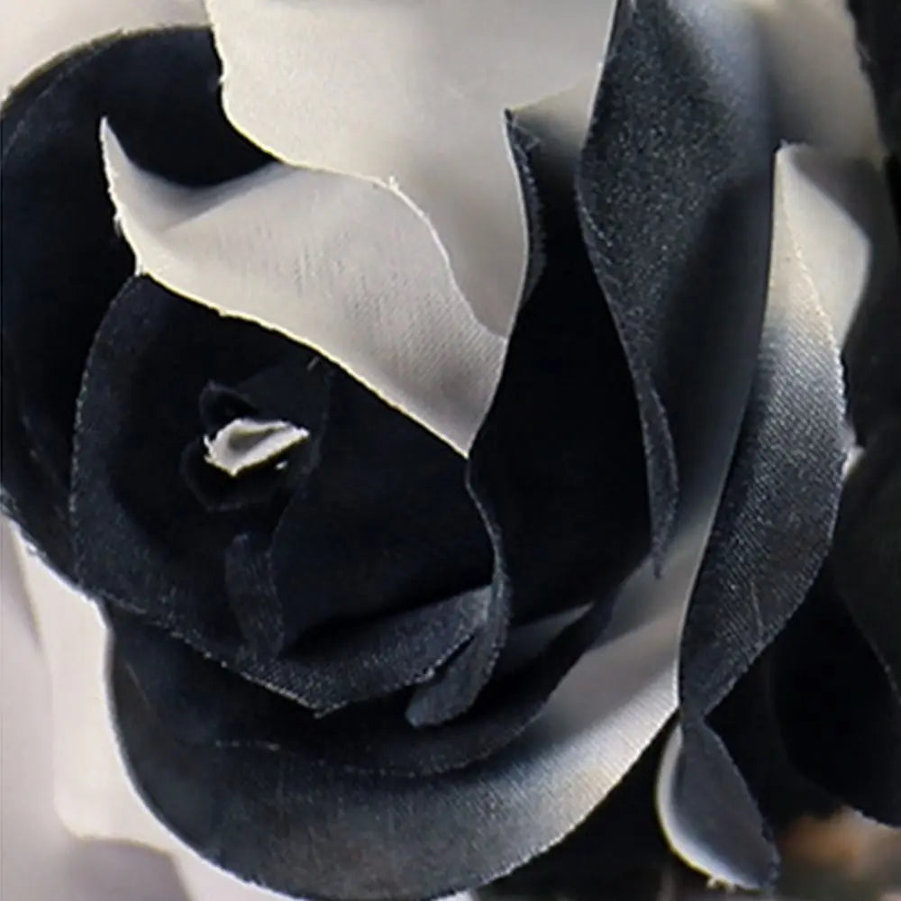 Black White Halloween Artificial Rose Flowers Gothic Soft Silk Faux Flowers - product image 3
