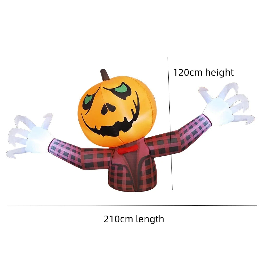 1.2M Halloween Pumpkin Wearing Checkered Shirt Inflatable Decoration Gentleman Ghost Halloween Inflated Toys - product image 6