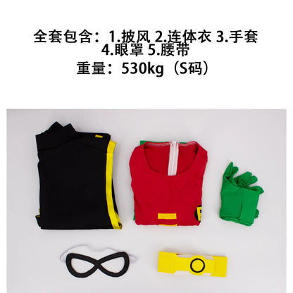 Anime Adult Robin Costume Men Jumpsuit Cloak Belt Gloves Eyemask Outfits TV Fantasy - Red / S