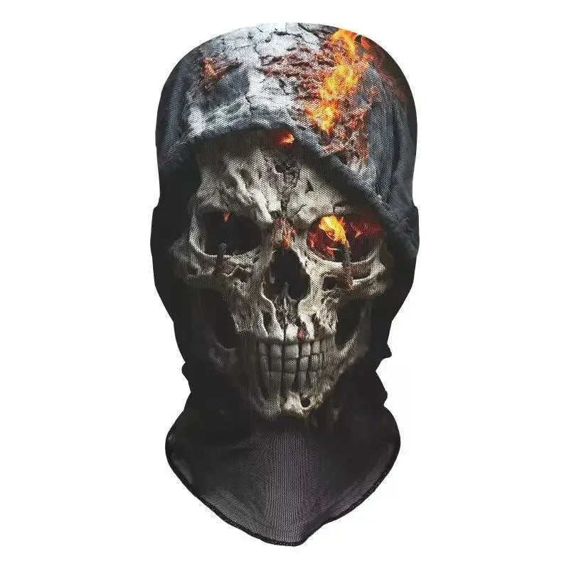 Halloween Skeleton Mask Elastic Mesh Hood Scary Costume Prop Breathable Face Cover Hood - 21