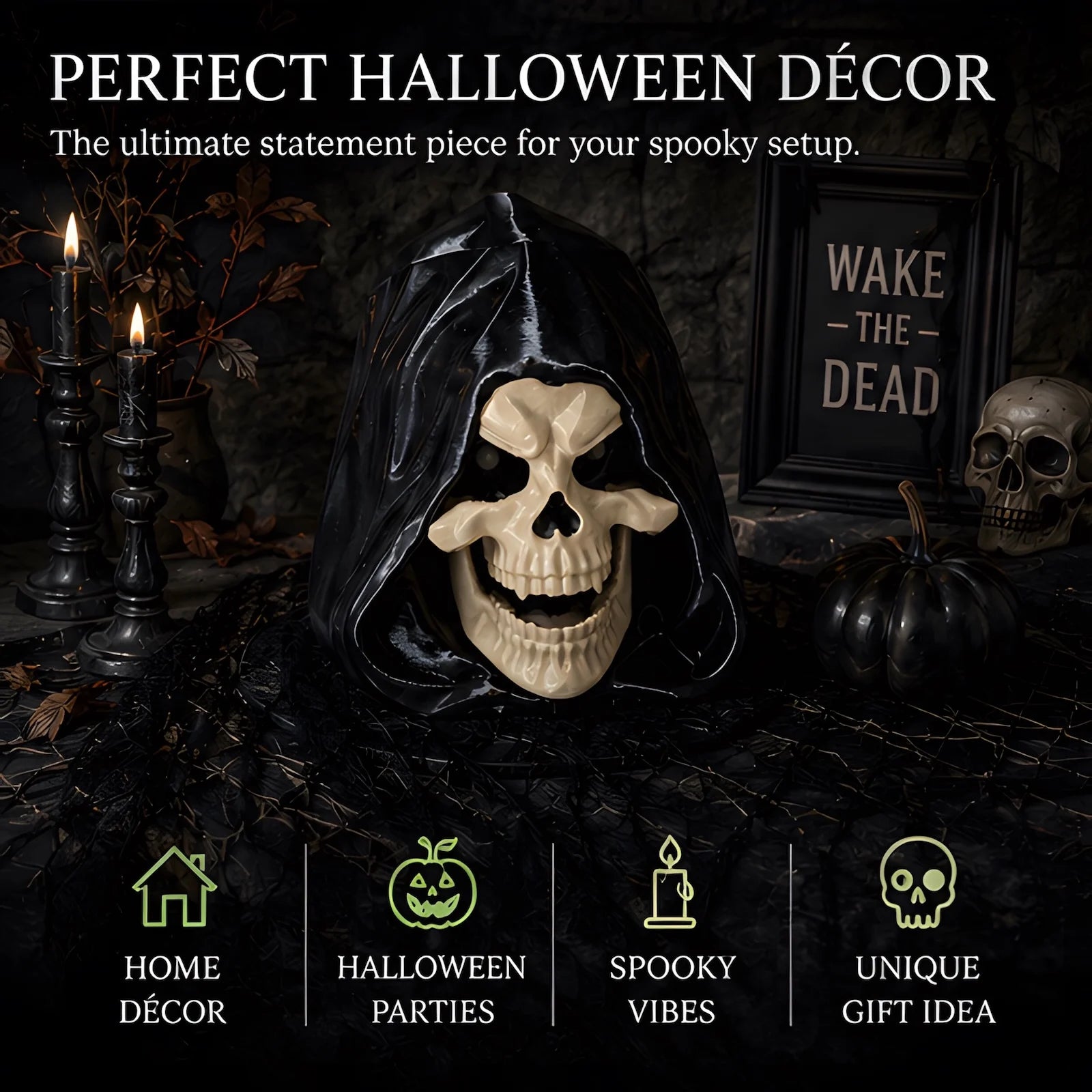 Halloween Grim Reaper Popcorn Bucket Glow In The Dark Skull Snack Bowl Horror Movie Theater Party Decor Luminous Candy Container