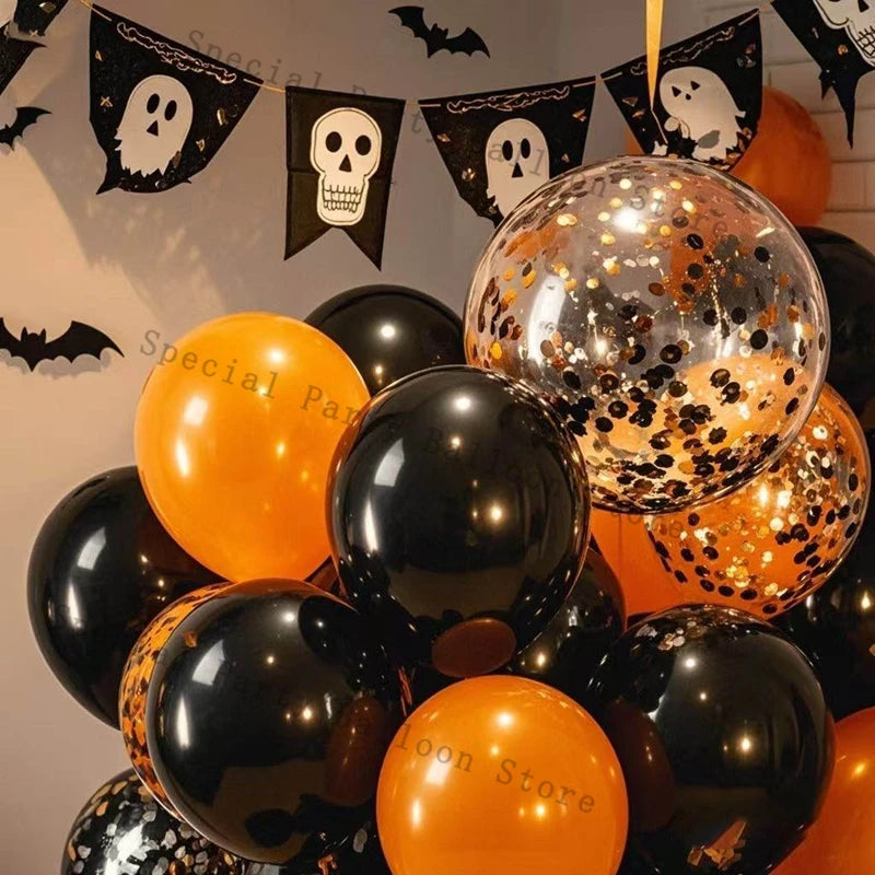 Halloween Balloon Set 150 Pack Black Orange Confetti Filled Latex Balloons - product image 4