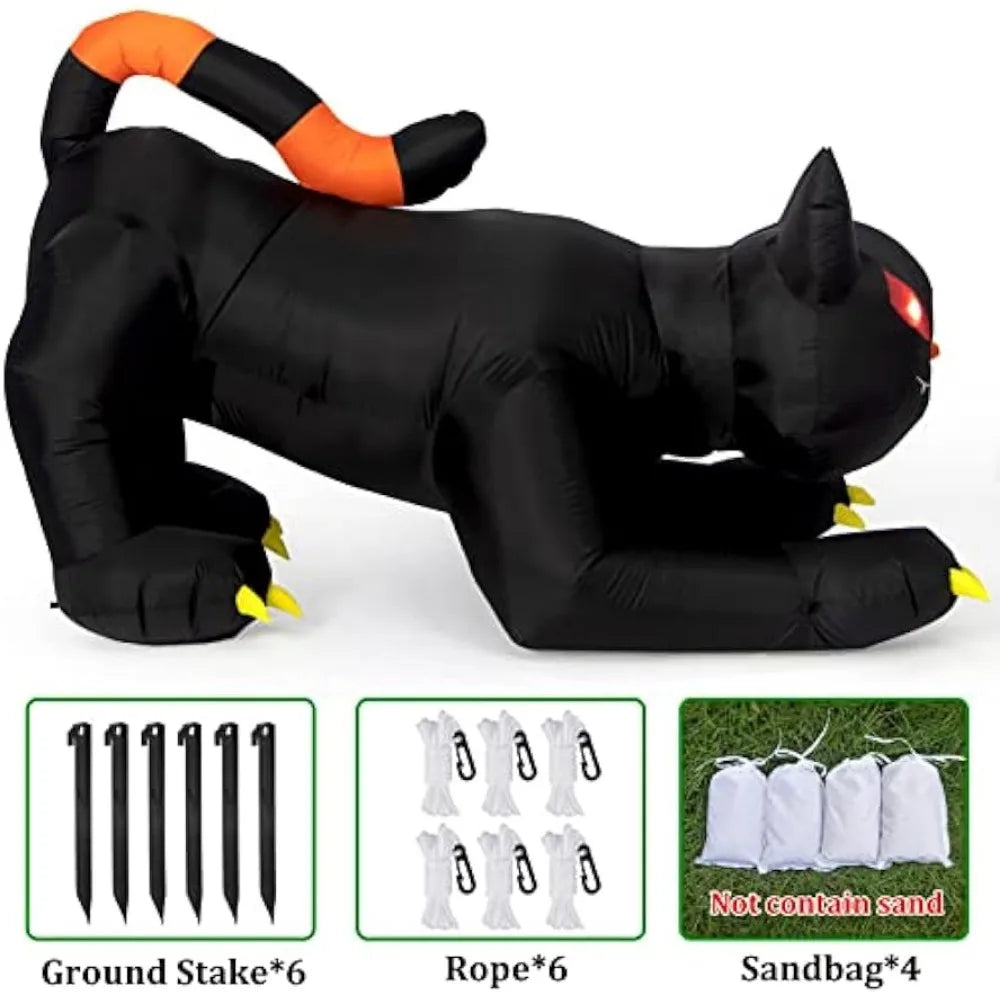 Halloween Inflatable 1.8m Black Cat Toy Shakes Head Ghost LED Lights Indoor Outdoor Yard Airblown Decoration - product image 4