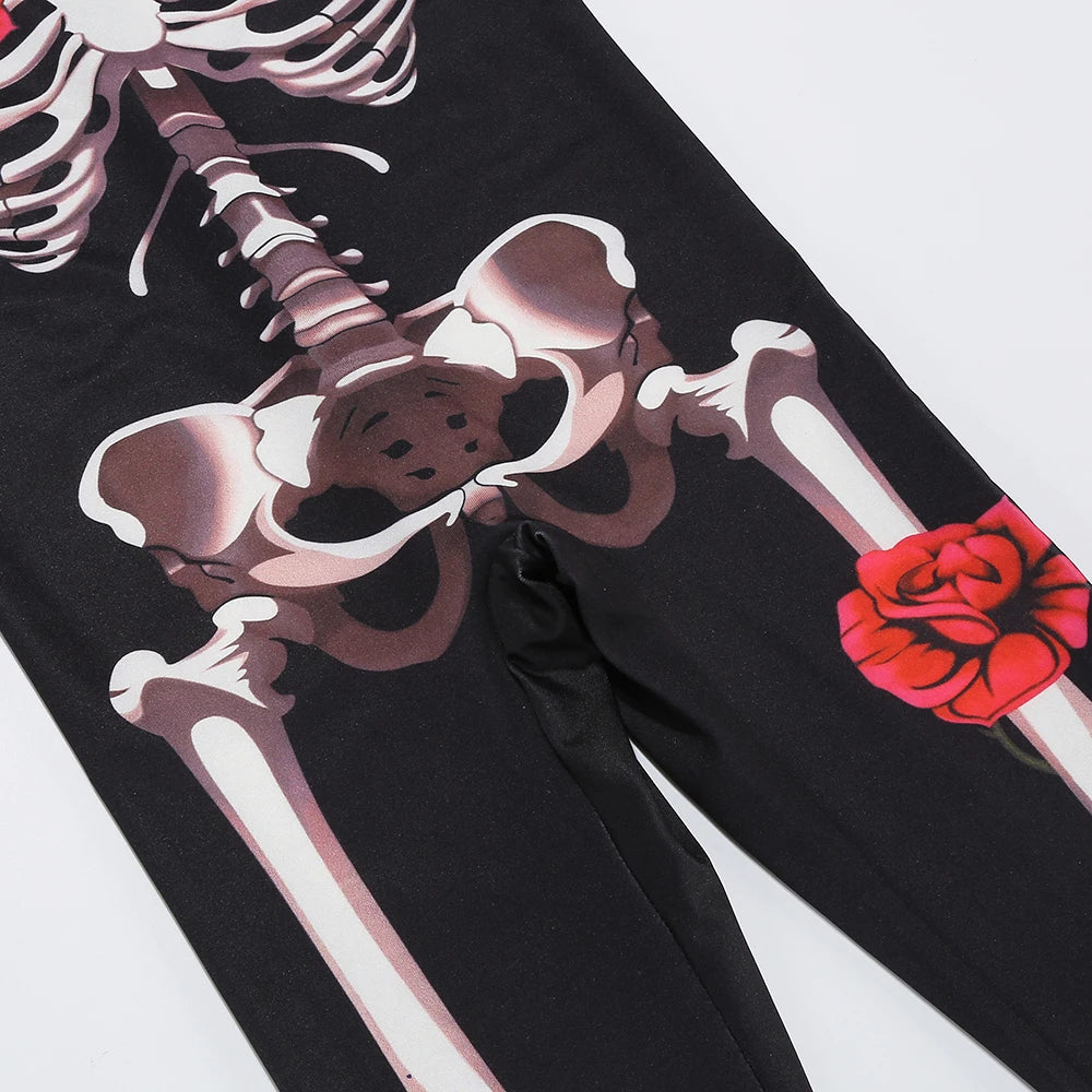 Girls Halloween Cosplay Ghost Bride Gothic Jumpsuit Rose Skeleton Scary - product image 5