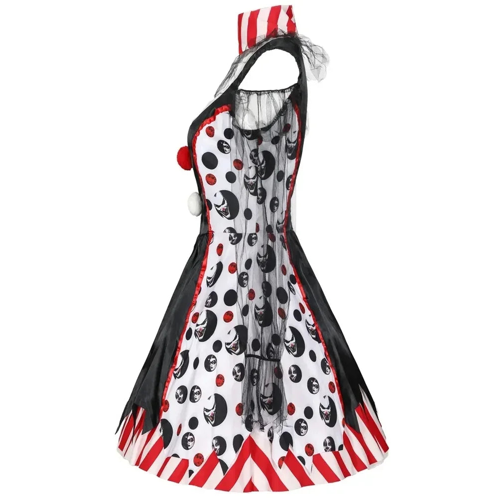 Halloween Women Terrible Evil Circus Clown Costume Broken Doll Dress - product image 3