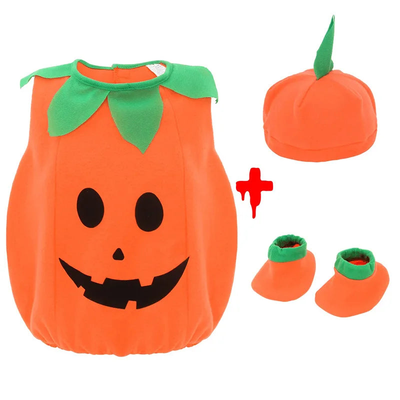 Baby Girls Boys Children Jumpsuit Pumpkin Costume Toddler Sleeveless Jumpsuit