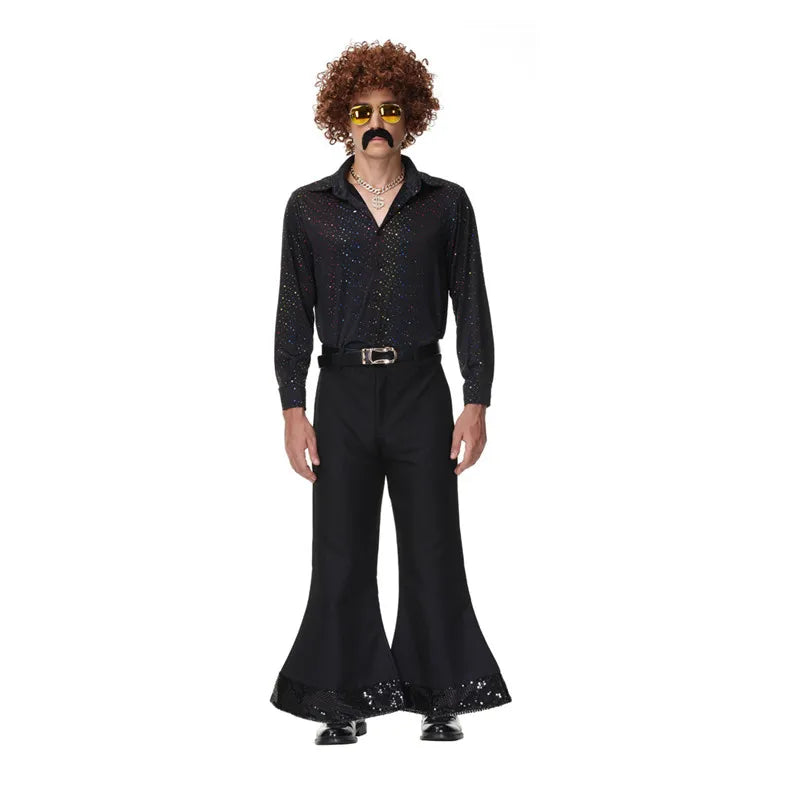 Retro Halloween Hip Hop Show Disco Costumes For Men Hippie Masquerade Dance Bar Nightclub Performance Cosplay - product image 2
