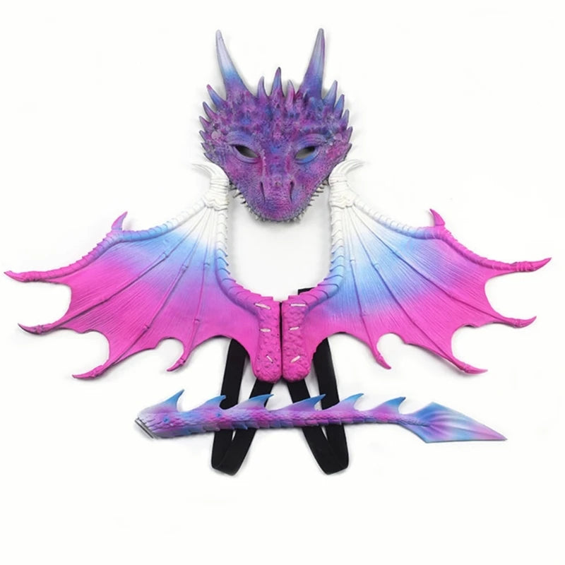 Kids Dragon Costume For Kids Dragon Dinosaur Wing Tail Mask Set Dragon Cosplay Wing Kids Halloween Dragon - product image 8
