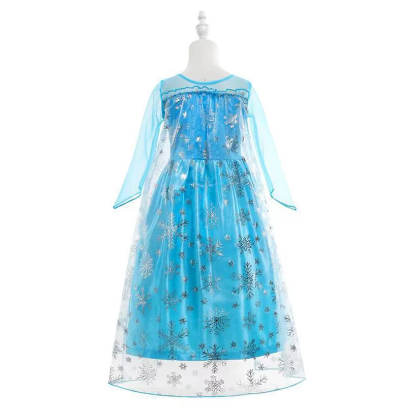 Disney Girls Elsa Princess Dress for Long Sleeve Kids Birthday Cosplay Frozen Costume Fancy 2025 Carnival Dress Up Party Costume