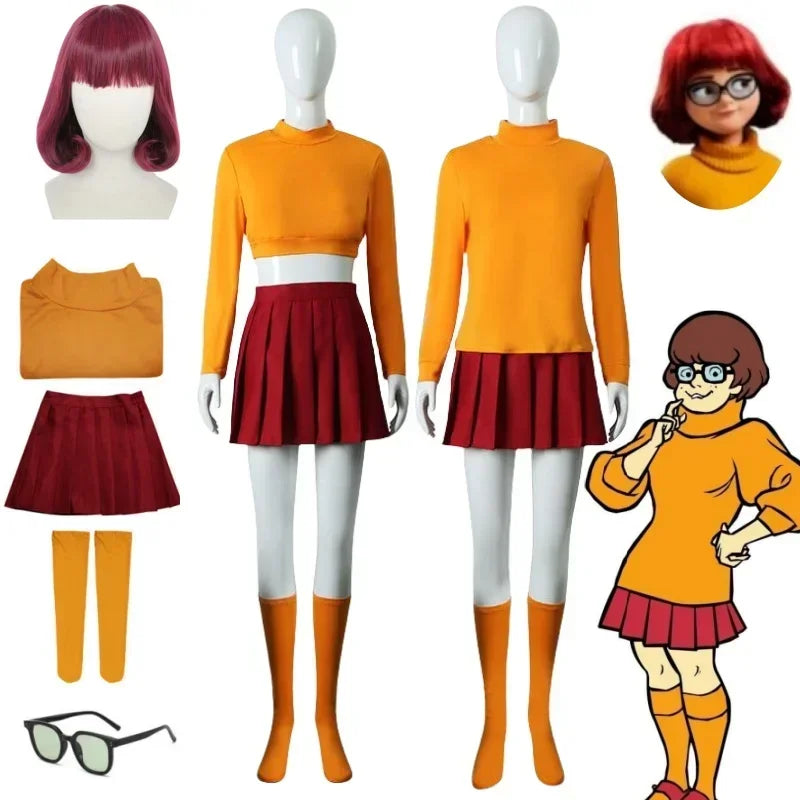 Velma Women's Halloween Costume – Orange Top & Red Skirt