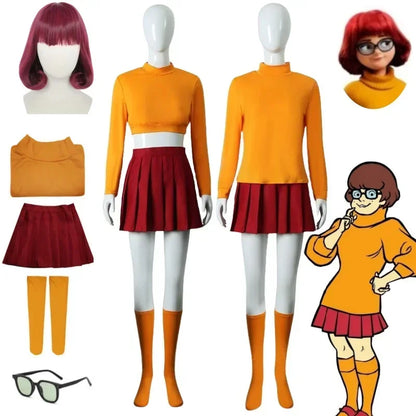 Velma Women's Halloween Costume – Orange Top & Red Skirt
