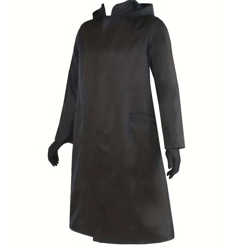 Adult Halloween Costume with Gloves Men Women Game Cape Medieval Black Hoodie Cloak - black / M(Length 119cm)