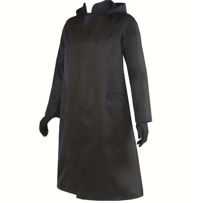 Adult Halloween Costume with Gloves Men Women Game Cape Medieval Black Hoodie Cloak - black / M(Length 119cm)