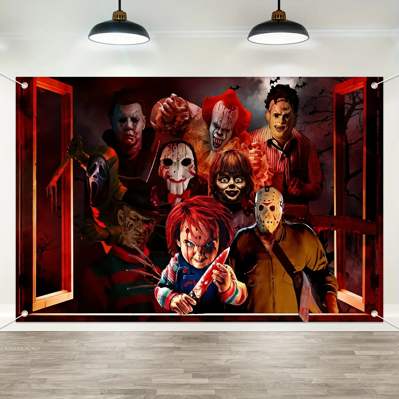 Halloween Horror Backdrop Banner Decorations, Fabric Scary Birthday Party - product image 1