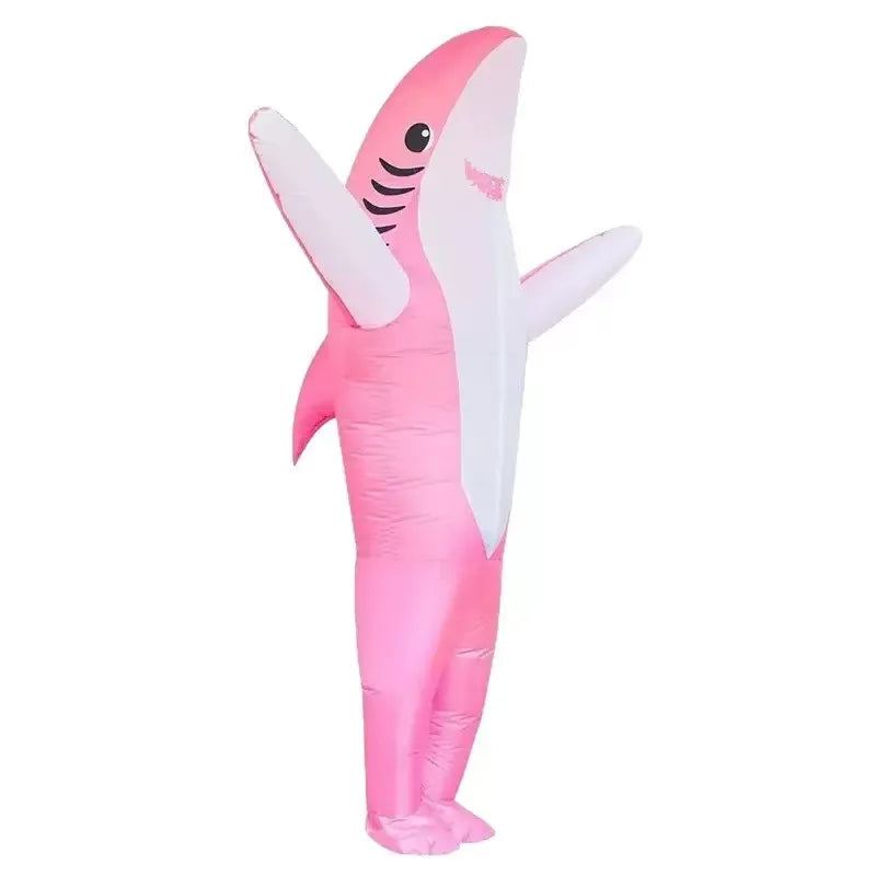 Cartoon Animal Character Inflatable Costume - Adult Cute Unique Standing Shark Inflatable for Halloween Christmas Party Play