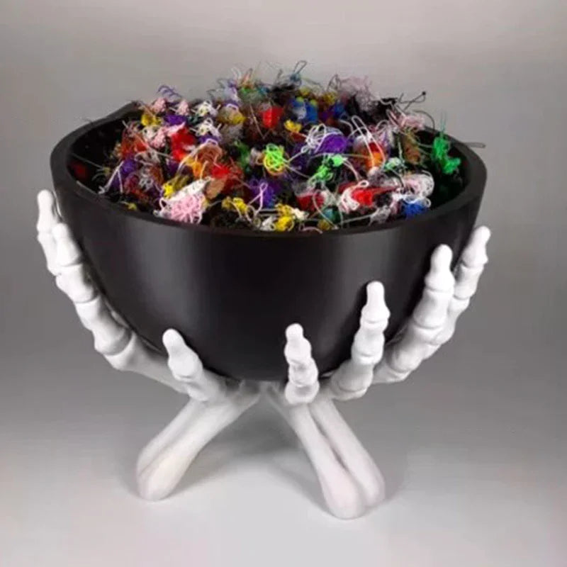 Gothic Skeleton Hands Halloween Candy Bowl Multifunctional Storage Holder Scary Home Decoration Organizer for - product image 4