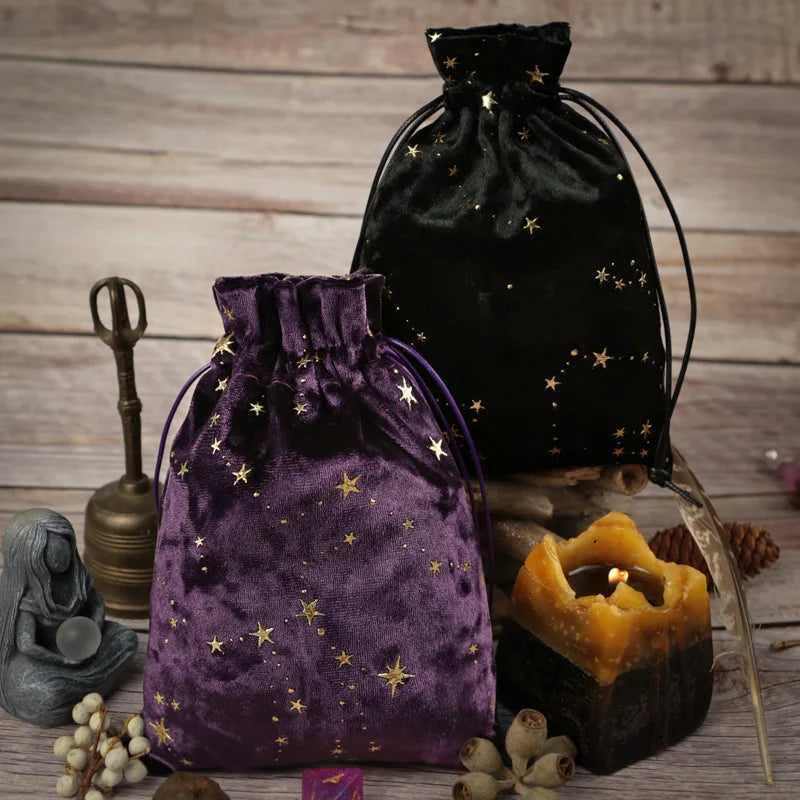 Star Print Velvet Tarot & Oracle Card Pouch