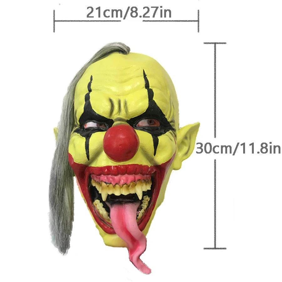Halloween Mask – Green Horror Clown Mask with Hair, Terrifying Halloween Costume Face Mask for AdultsParty