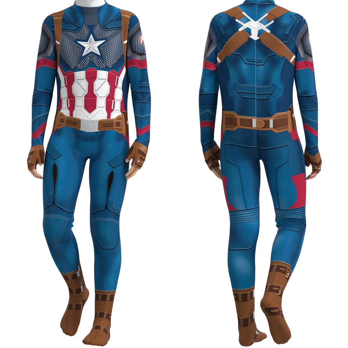 Halloween Cosplay Costume Captain Iron Long Sleeved Print Bodysuit Theme Party Role Playing Outfits for Adult - product image 2